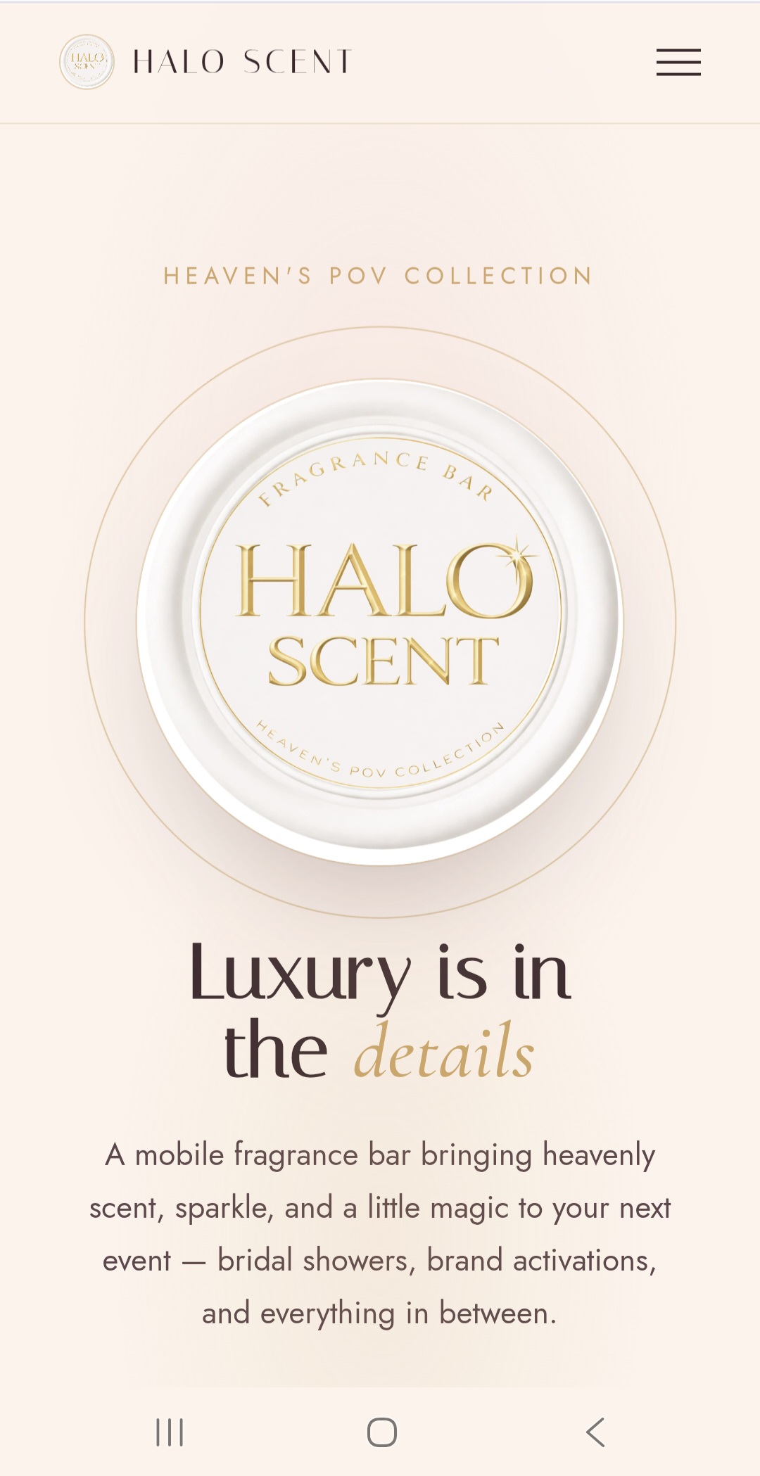 Luxury Mobile Fragrance Bar website